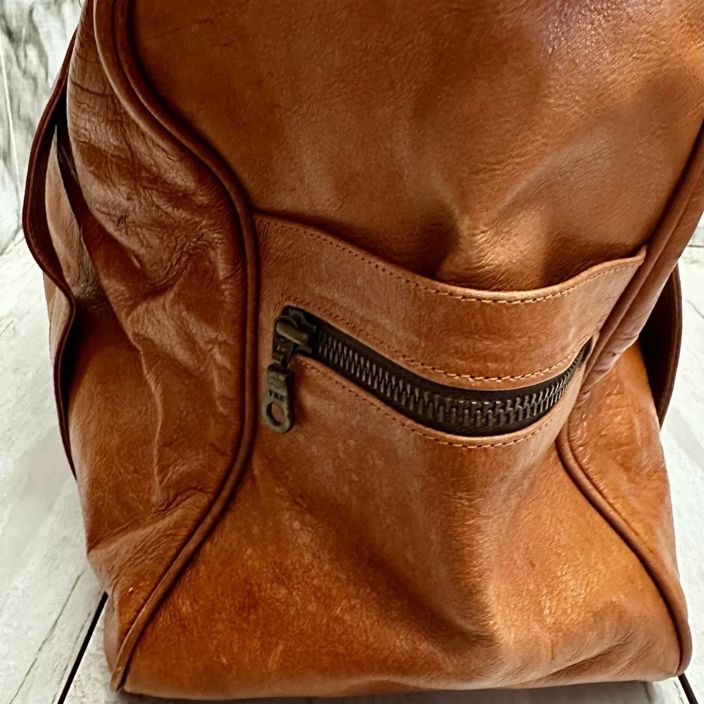 Brown Leather Men's Duffel Bag Vintage Weekender Bag Roomy Classic Durable